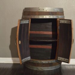 Half Whiskey Barrel Cabinet w- Double Door Cabinet - 2 Shelves - LED Light with Remote - KCByDesign