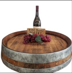 Wine Barrel Top Lazy Susan with Double Metal Ring - KCByDesign