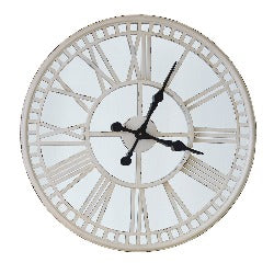Large Mirror Clock Cream - 28" - KCByDesign